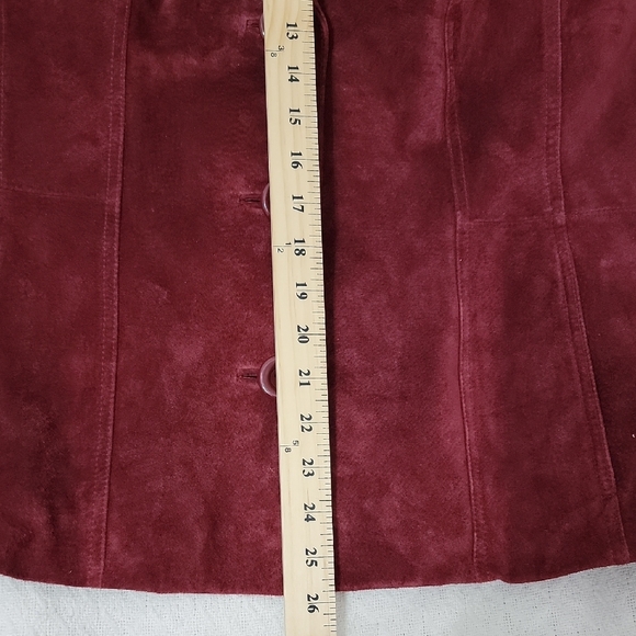 90s Suede Jacket, Vintage Preston & York Burgundy Leather Coat, Women's Size L - Picture 8 of 8